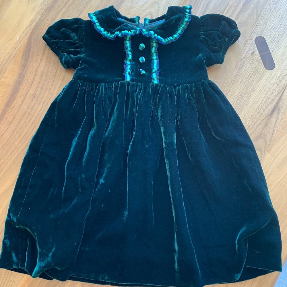 Rachel Riley green velvet holiday dress